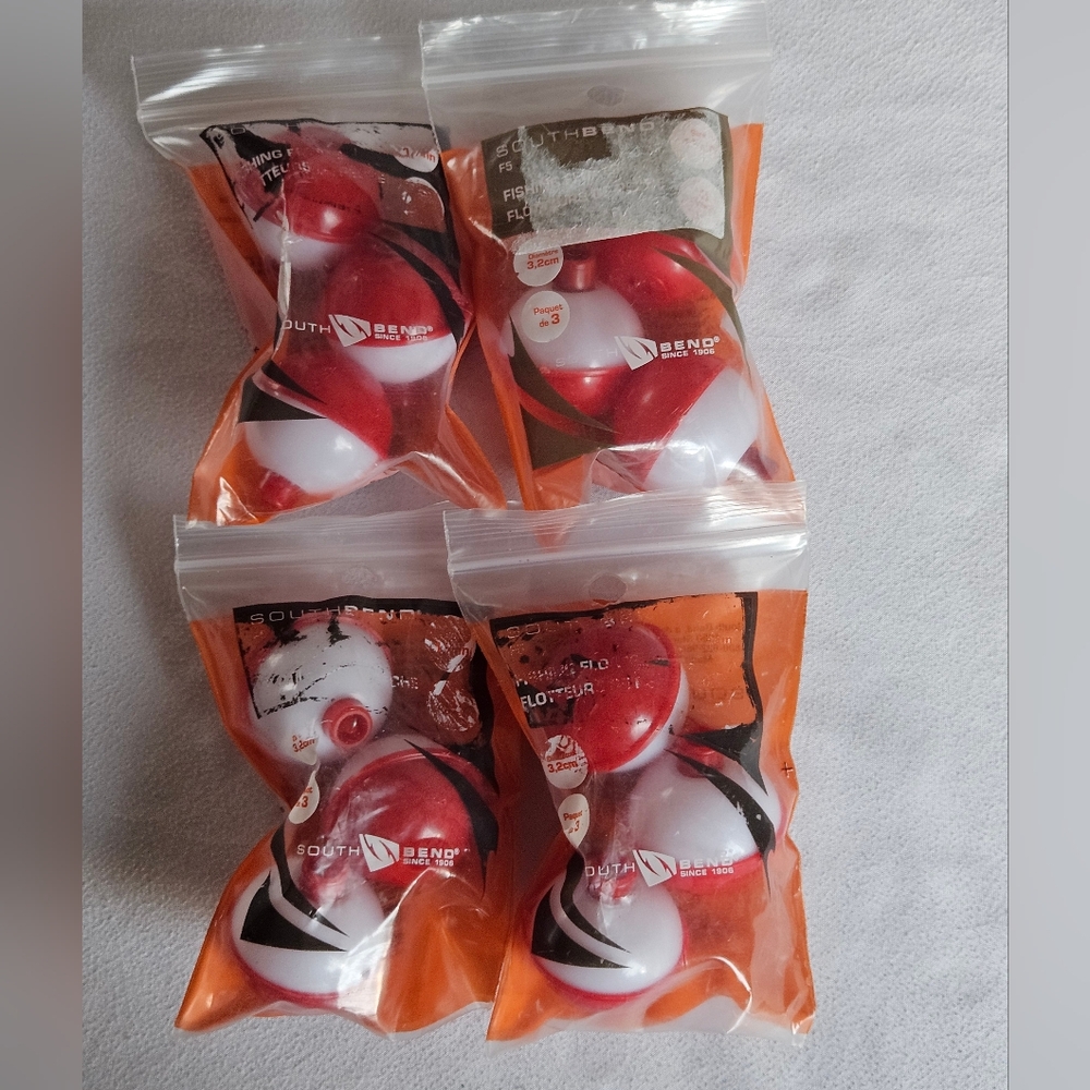 South Bend Fishing Bobbers Lot of 4 Packs of 3 Trout Lake Worm Egg Bait Tackle